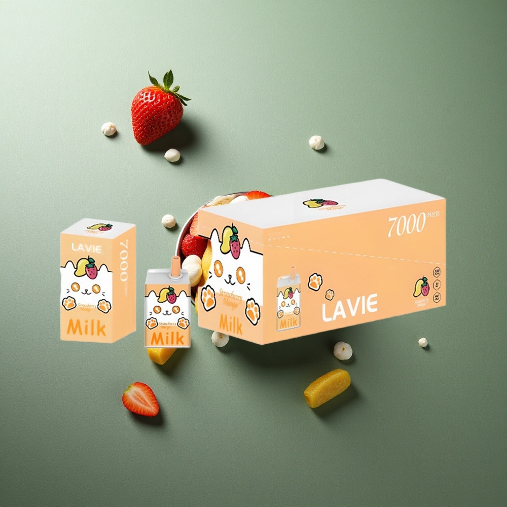 Strawberry Mango LAVIE Milk 7000 Puffs UK vape wholesale Rechargeable Type C