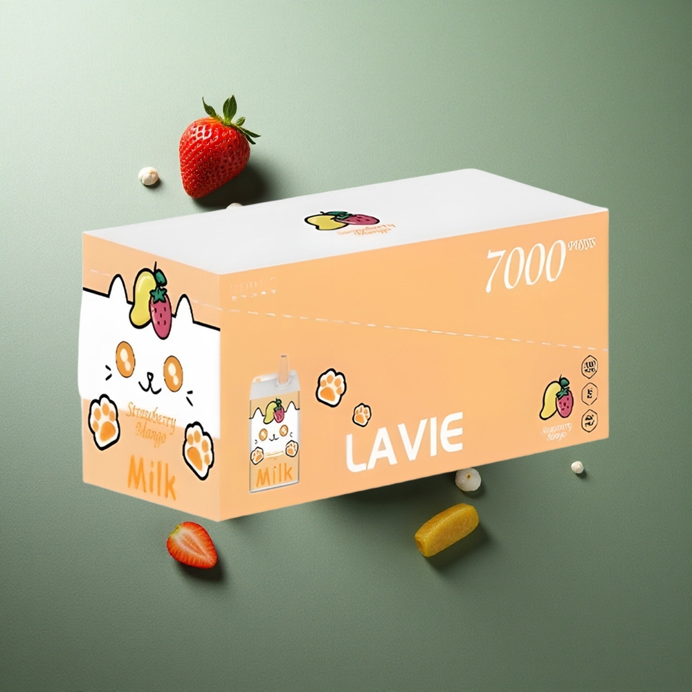 Strawberry Mango LAVIE Milk 7000 Puffs UK vape wholesale Rechargeable Type C