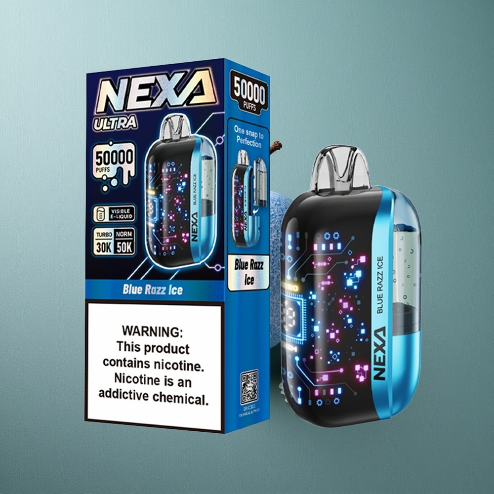 Blue Razz Ice NEXA Ultra 50K Disposable Vape UK Vape Wholesale with 20ml Prefilled & Type-C Charging