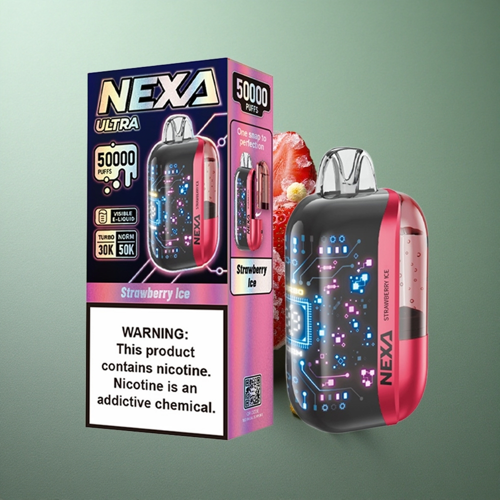 Strawberry Ice NEXA Ultra 50000 Puffs UK vape wholesale with 20ml Prefilled & Type-C Charging