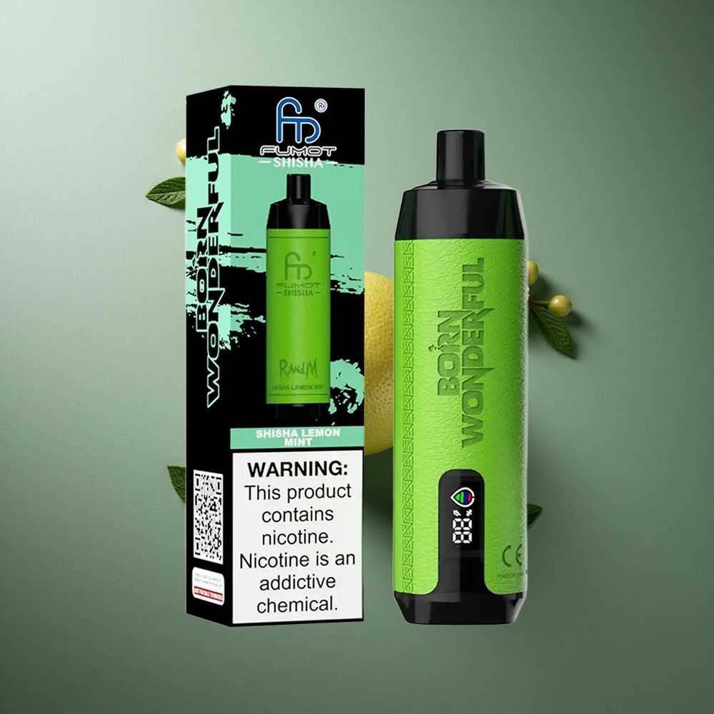 Lemon Mint RandM Fumot Shisha 10000 Puffs UK Vape Wholesale Disposable Vape with LED Indicator