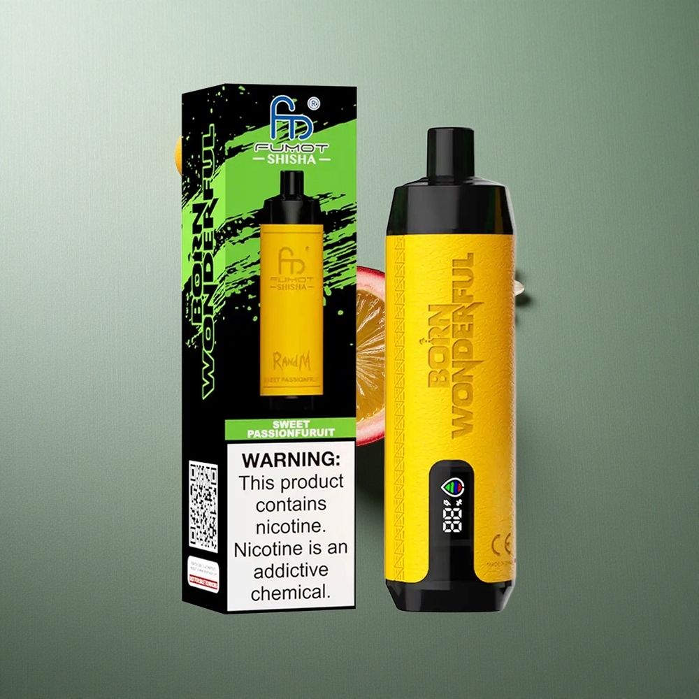 Sweet Passion Fruit RandM Fumot Shisha 10000 Puffs UK Vape Wholesale with LED Indicator & Type-C Port
