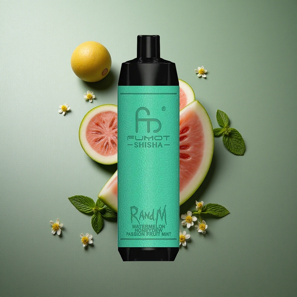Watermelon Honeydew Passion Fruit Mint RandM Fumot Shisha 10000 Puffs UK Vape Wholesale 18ml Prefilled