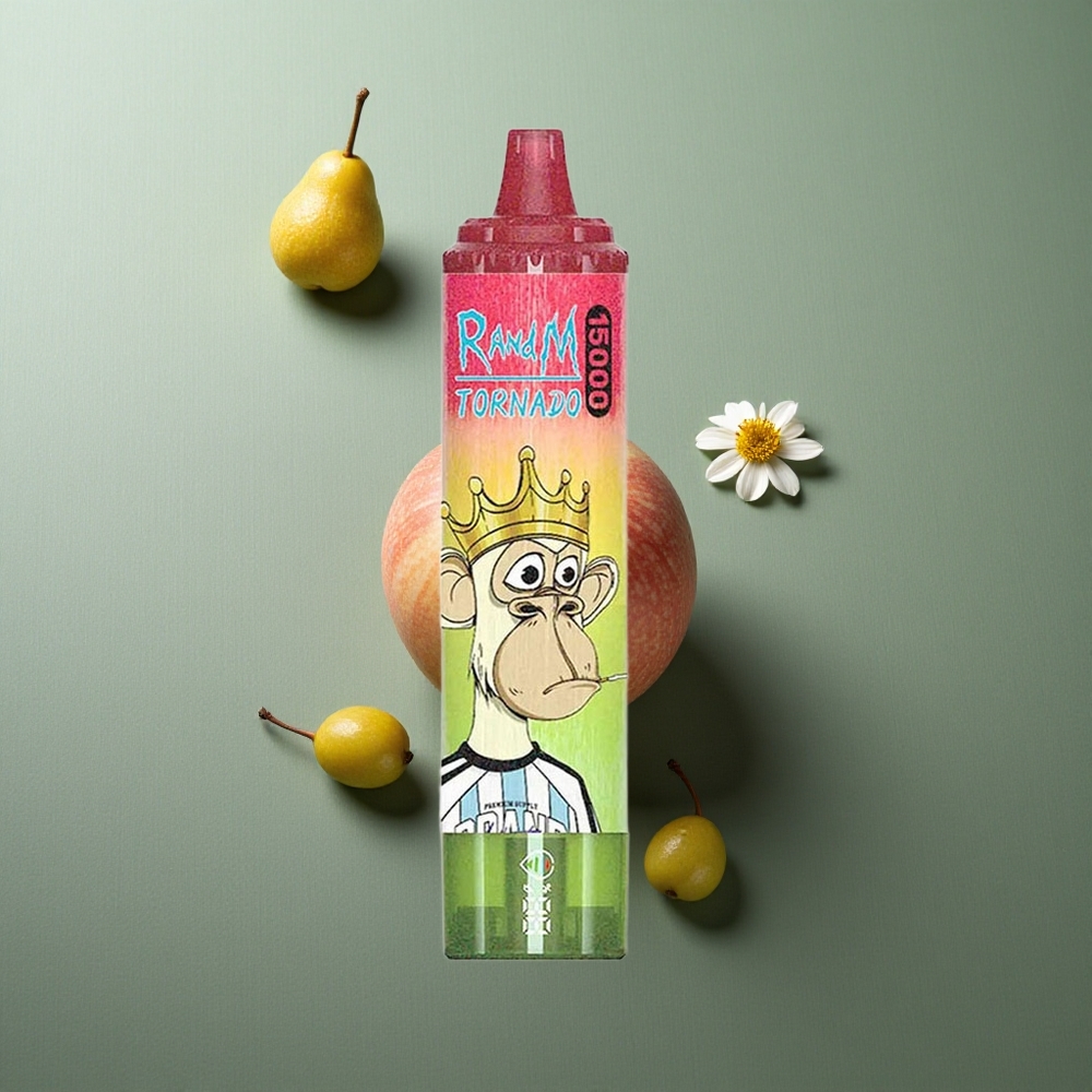 Apple Peach Pear RandM Fumot Tornado 15000 Puffs UK Vape Wholesale Mesh Coil LCD