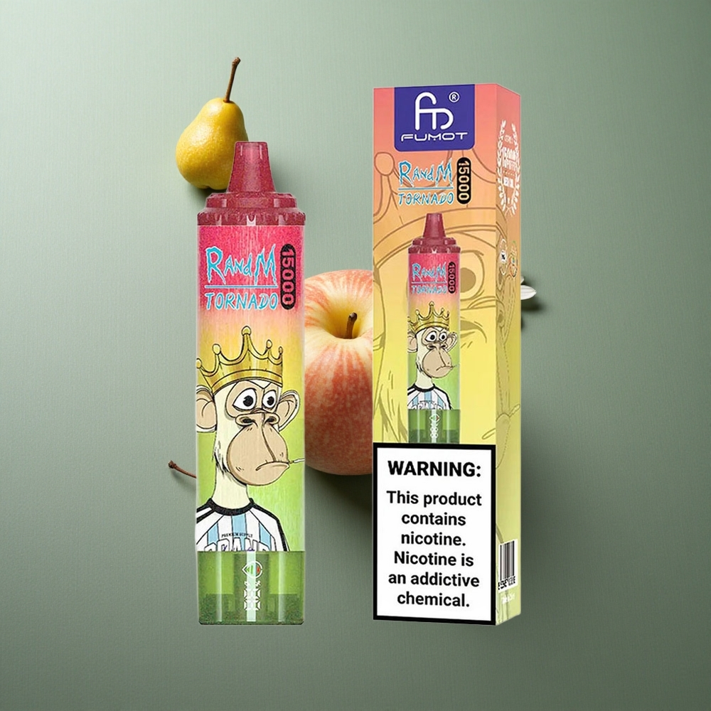 Apple Peach Pear RandM Fumot Tornado 15000 Puffs UK Vape Wholesale Mesh Coil LCD