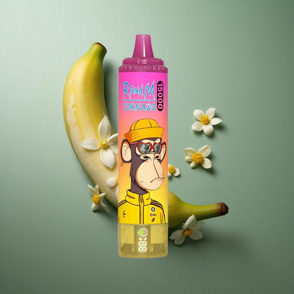 Banana Ice RandM Fumot Tornado 15000 Puffs UK Vape Wholesale LCD Display