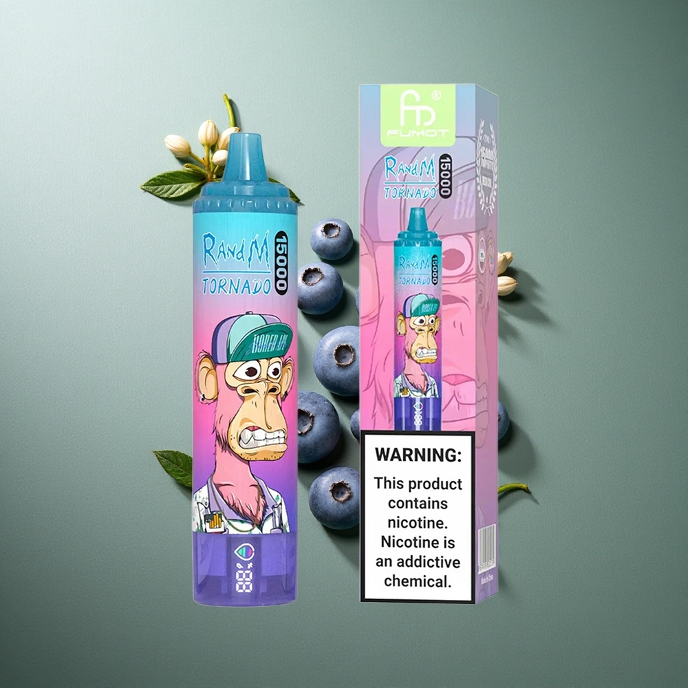 Blueberry Raspberry RandM Fumot Tornado 15000 Puffs UK vape wholesale with 25ml Liquid Capacity