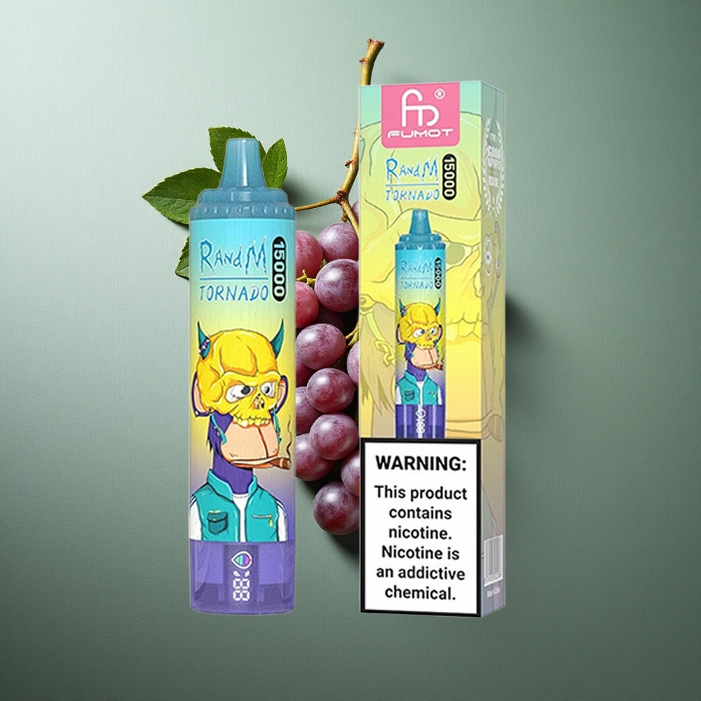 Grape Ice RandM Fumot Tornado 15000 Puffs UK vape wholesale 25ml Mesh Coil
