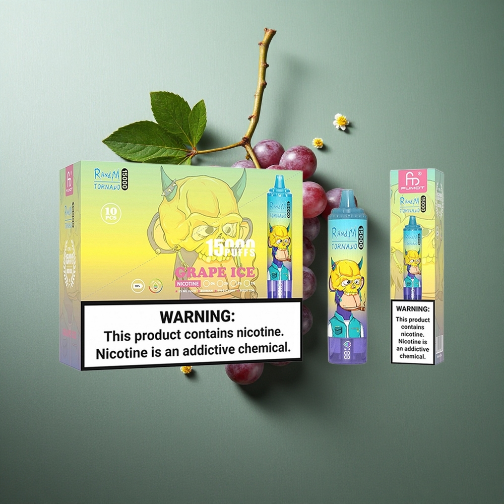 Grape Ice RandM Fumot Tornado 15000 Puffs UK vape wholesale 25ml Mesh Coil