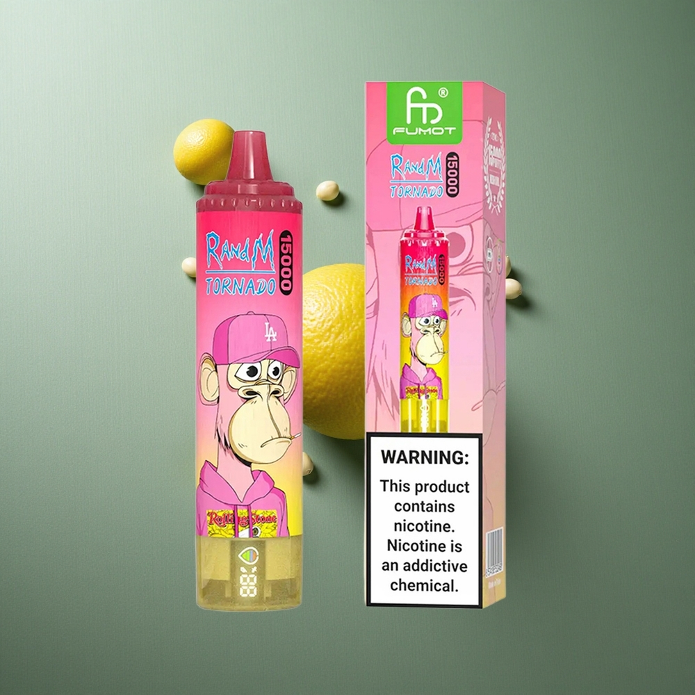 Lemon RandM Fumot Tornado 15000 Puffs UK vape wholesale Mesh Coil LCD