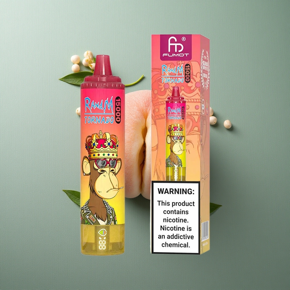 Peach Ice RandM Fumot Tornado 15000 Puffs UK vape wholesale Mesh Coil
