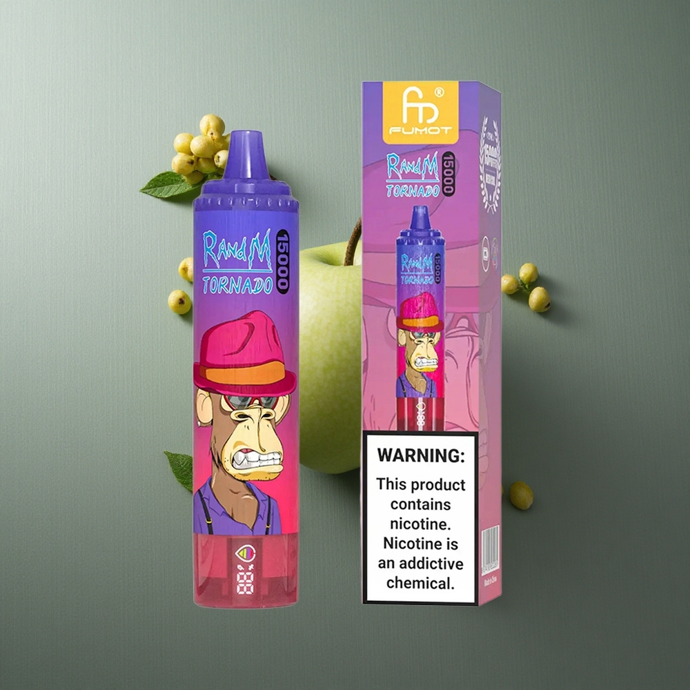 Sour Apple RandM Fumot Tornado 15000 Puffs UK vape wholesale with LCD Display