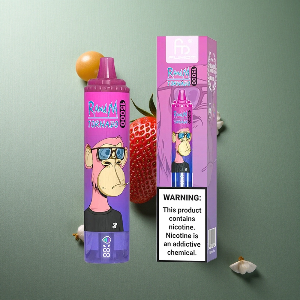 Strawberry Grape RandM Fumot Tornado 15000 Puffs UK vape wholesale Mesh Coil LCD