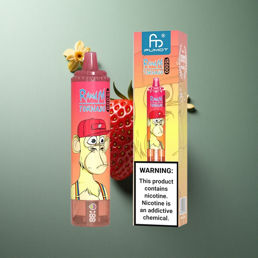 Strawberry Red Bull RandM Fumot Tornado 15000 Puffs UK vape wholesale Type-C Rechargeable