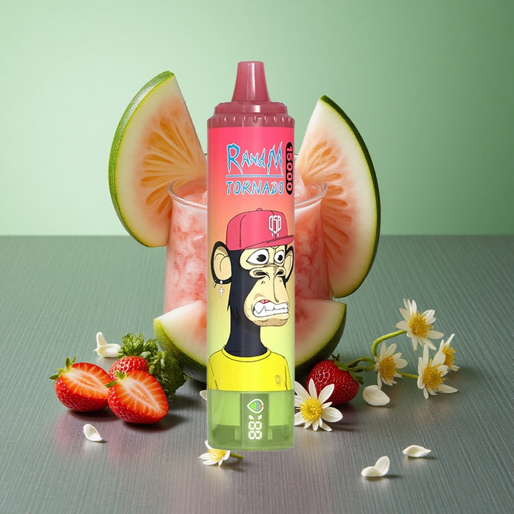 Strawberry Watermelon Lemonade RandM Fumot Tornado 15000 Puffs UK vape wholesale Mesh Coil LCD
