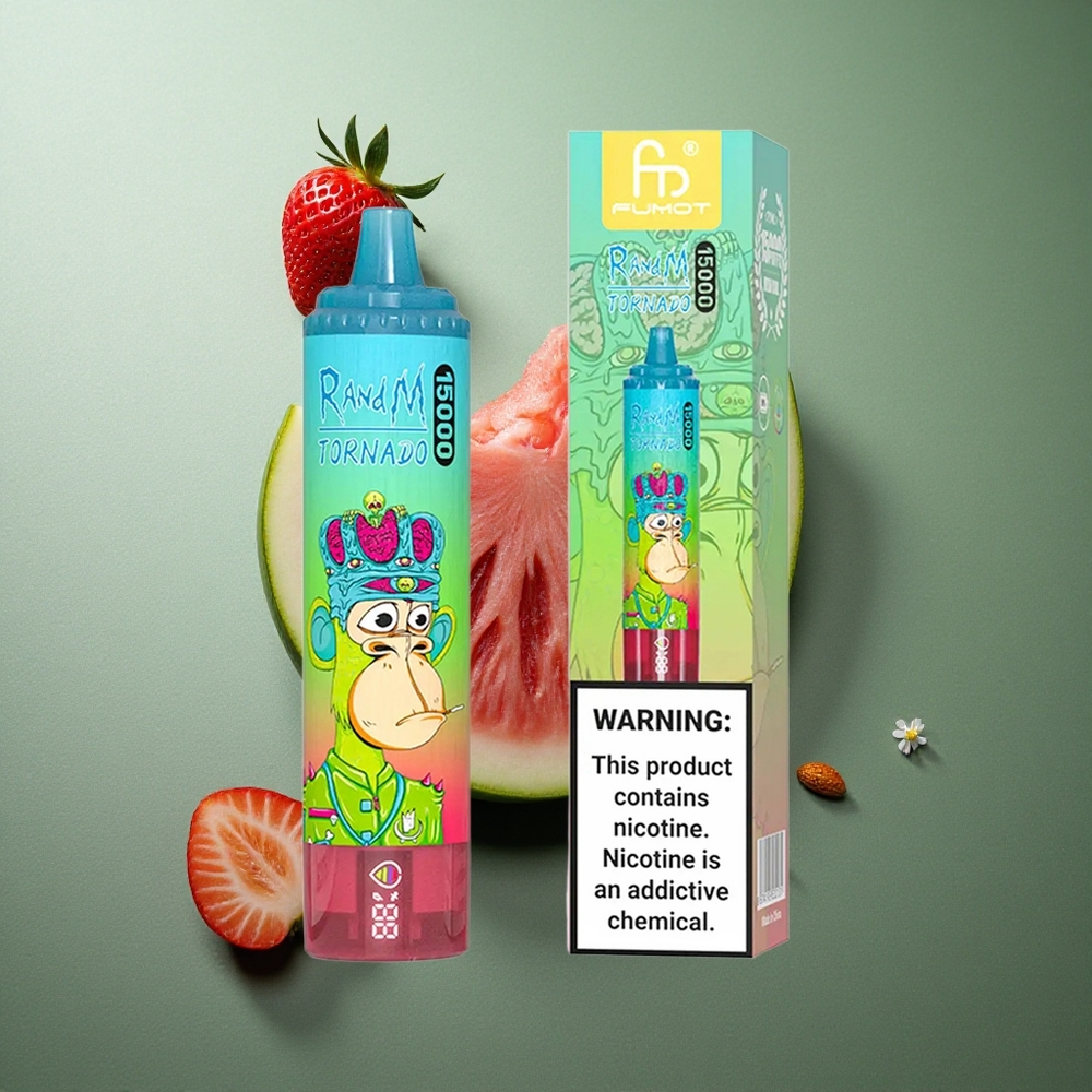 Strawberry Watermelon RandM Fumot Tornado 15000 Puffs UK Vape Wholesale with LCD Screen