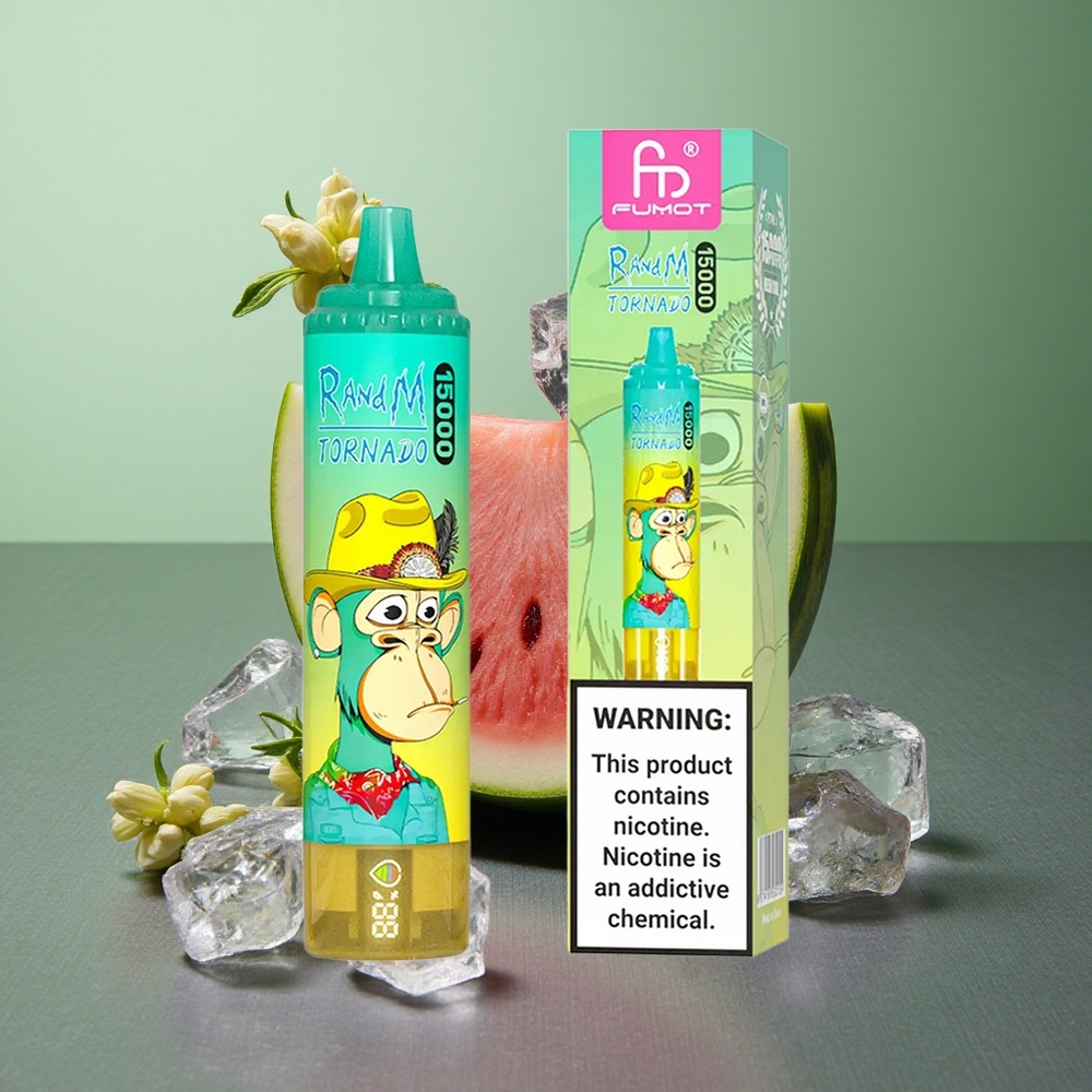 Watermelon Ice RandM Fumot Tornado 15000 Puffs UK Vape Wholesale with LCD Screen & Type-C Rechargeable