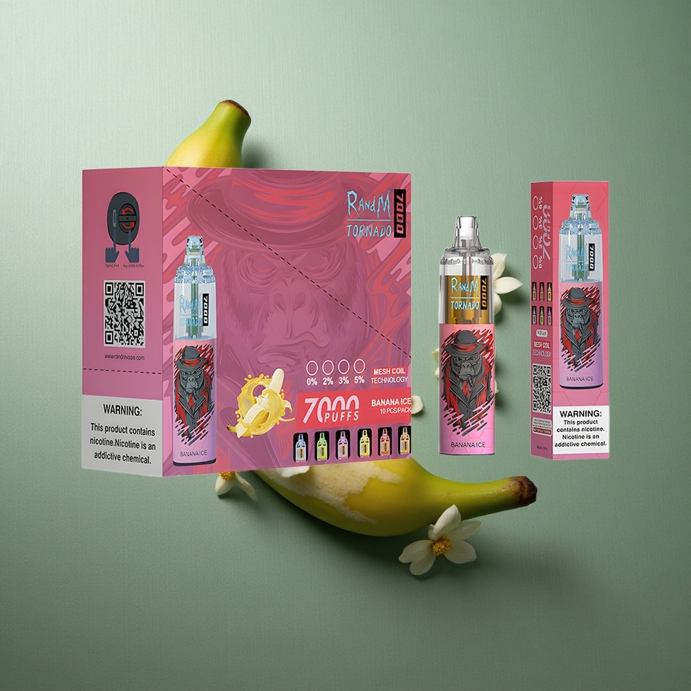 Banana Ice RandM Fumot Tornado 7000 Puffs UK Vape Wholesale with Mesh Coil & Type-C Port