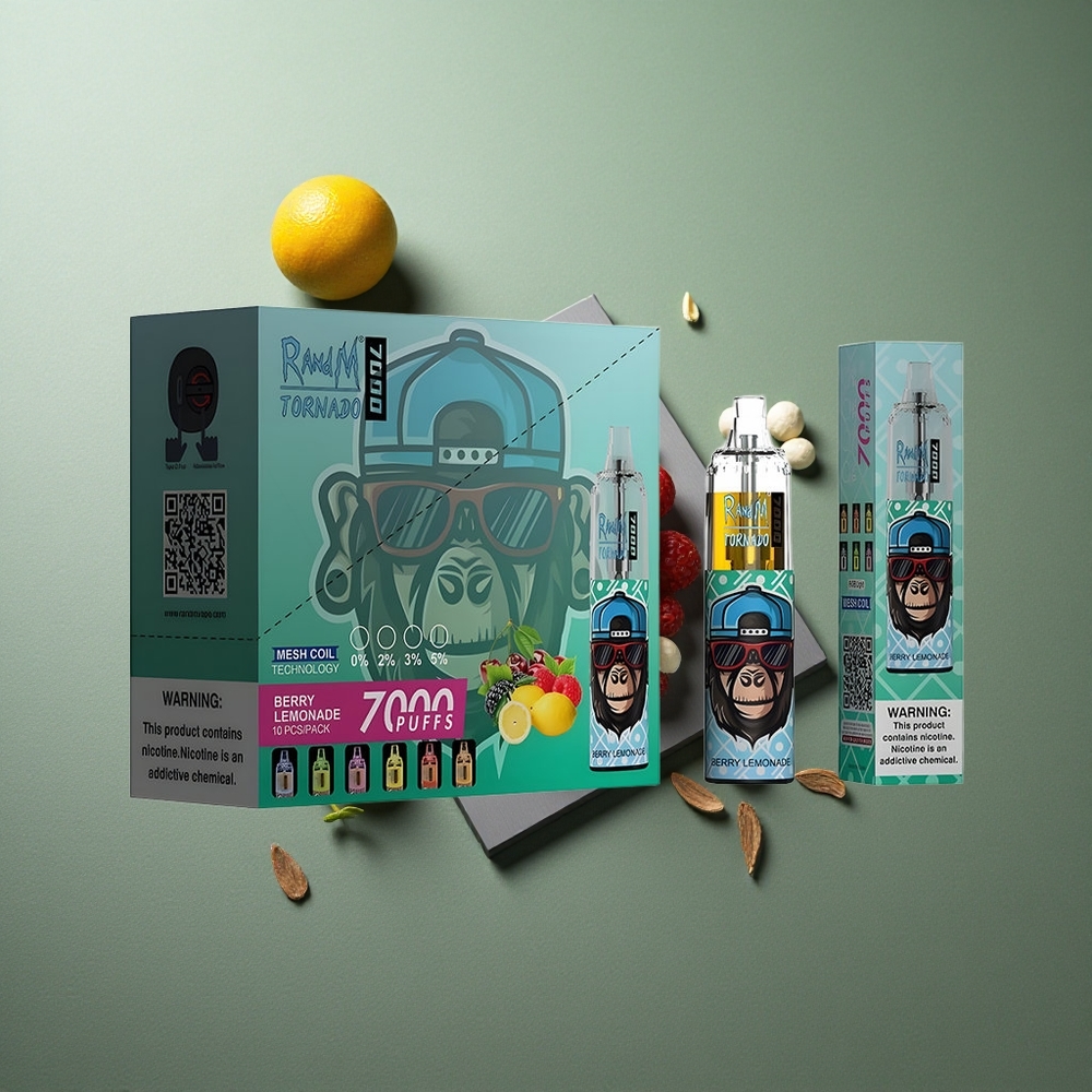 Berry Lemonade RandM Fumot Tornado 7000 Puffs UK Vape Wholesale with Mesh Coil & RGB Light