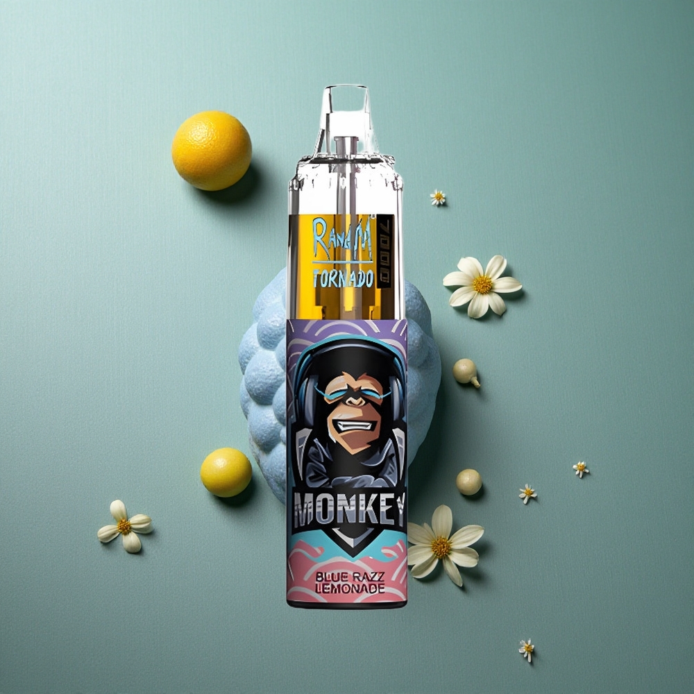Blue Razz Lemonade RandM Fumot Tornado 7000 Puffs UK Vape Wholesale with RGB Light & Air-Adjustable