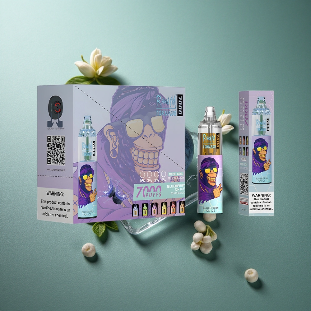Blueberry On Ice RandM Fumot Tornado 7000 Puffs UK Vape Wholesale Air-Adjustable