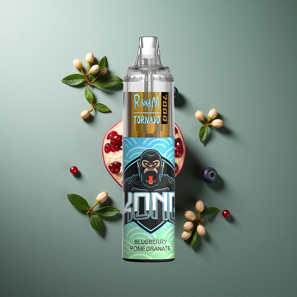 Blueberry Pomegranate RandM Fumot Tornado 7000 Puffs UK Vape Wholesale with Mesh Coil & RGB Light