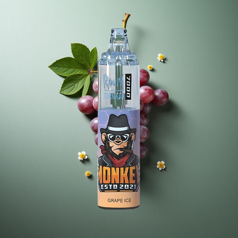 Grape Ice RandM Fumot Tornado 7000 Puffs UK vape wholesale with Mesh Coil & RGB Light