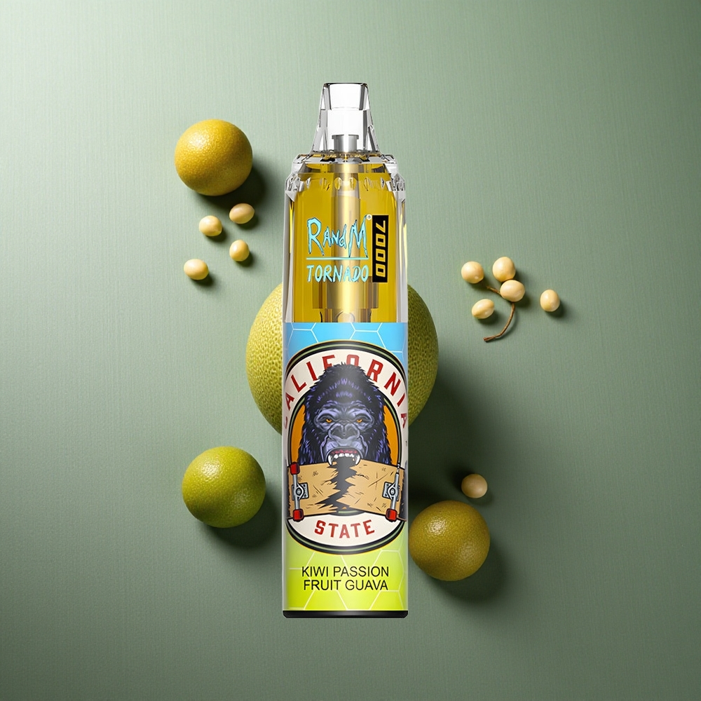 Kiwi Passion Fruit Guava RandM Fumot Tornado 7000 Puffs UK Vape Wholesale Air-Adjustable Mesh Coil
