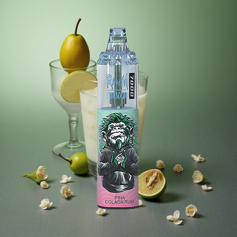 Pina Colada Rum RandM Fumot Tornado 7000 Puffs UK Vape Wholesale with RGB Light