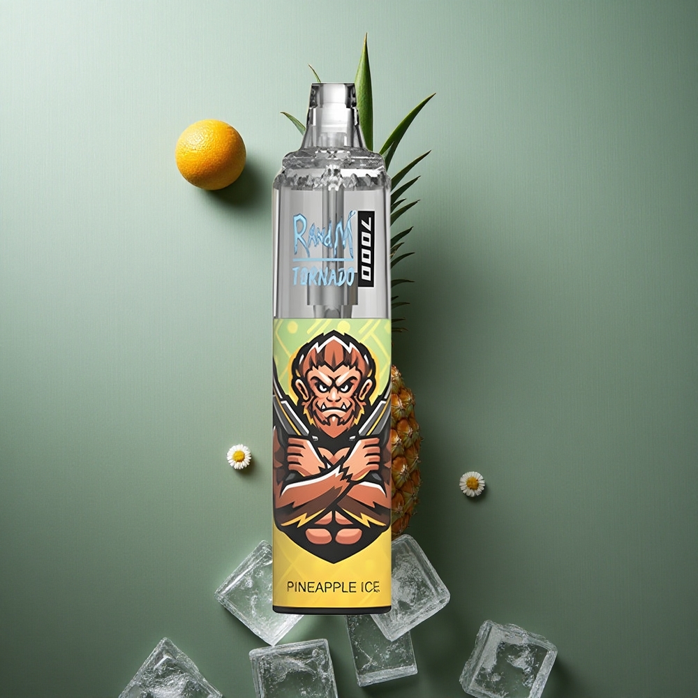 Pineapple Ice RandM Fumot Tornado 7000 Puffs UK Vape Wholesale with RGB Light