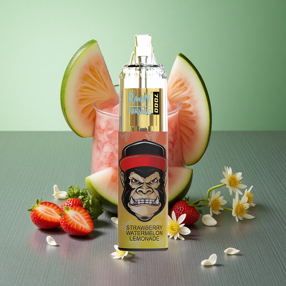 Strawberry Watermelon Lemonade RandM Fumot Tornado 7000 Puffs UK Vape Wholesale with RGB Light