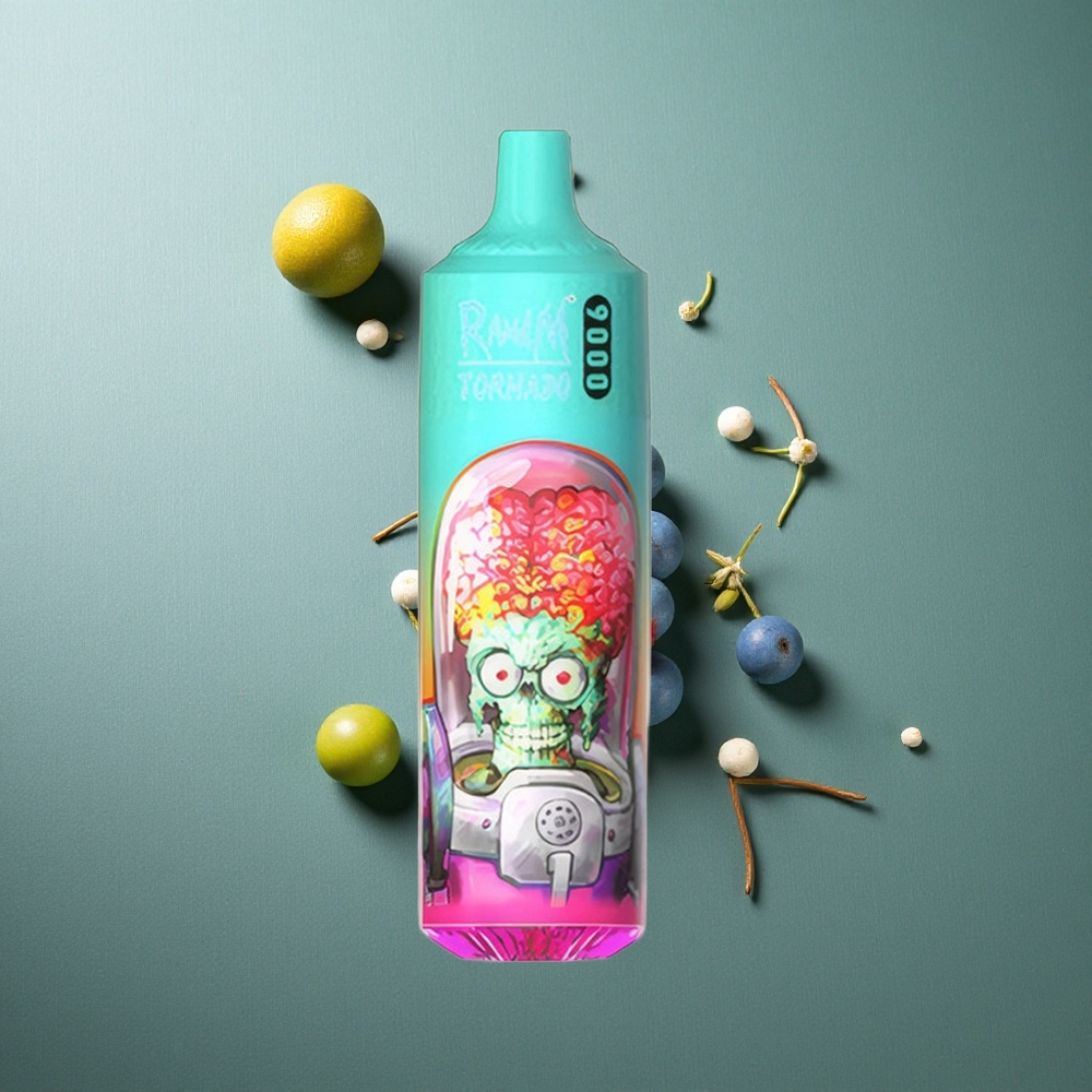 Blue Sour Raspberry RandM Fumot Tornado 9000 Puffs UK Vape Wholesale with Mesh Coil
