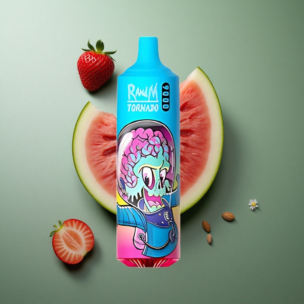 Strawberry Watermelon RandM Fumot Tornado 9000 Puffs UK vape wholesale Mesh Coil RGB Display