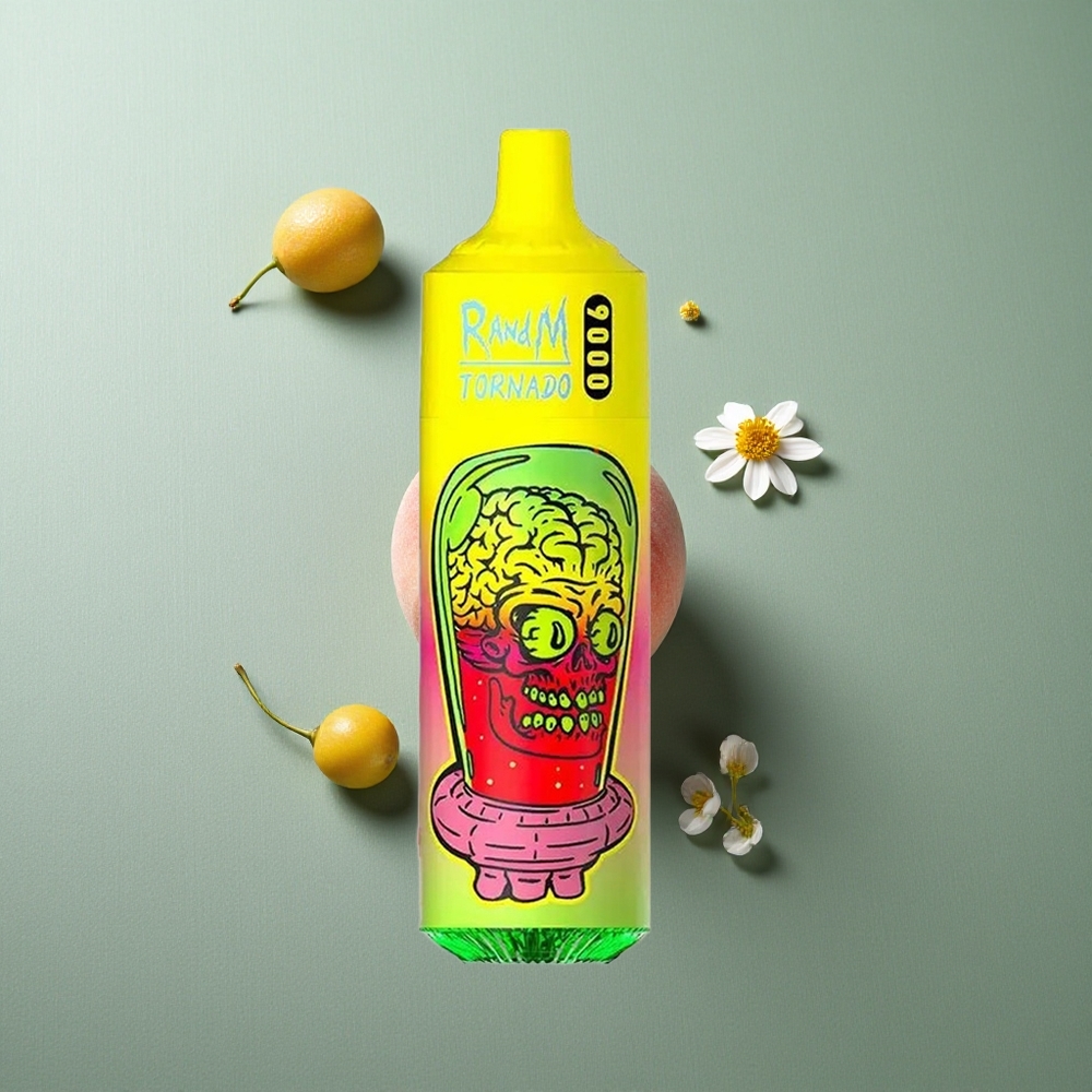 Summer Peach Ice RandM Fumot Tornado 9000 Puffs UK Vape Wholesale with 18mL Capacity & Mesh Coil