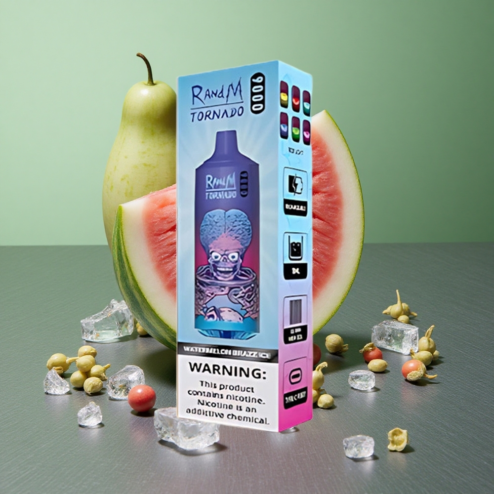 Watermelon Brazz Ice RandM Fumot Tornado 9000 Puffs UK vape wholesale 18mL Mesh Coil