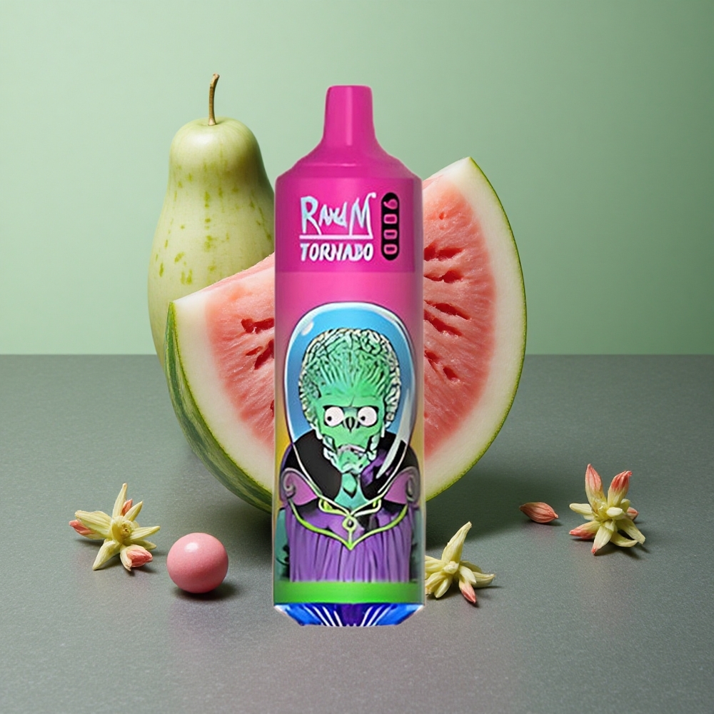 Watermelon Bubble Gum RandM Fumot Tornado 9000 Puffs UK Vape Wholesale 18mL Mesh Coil