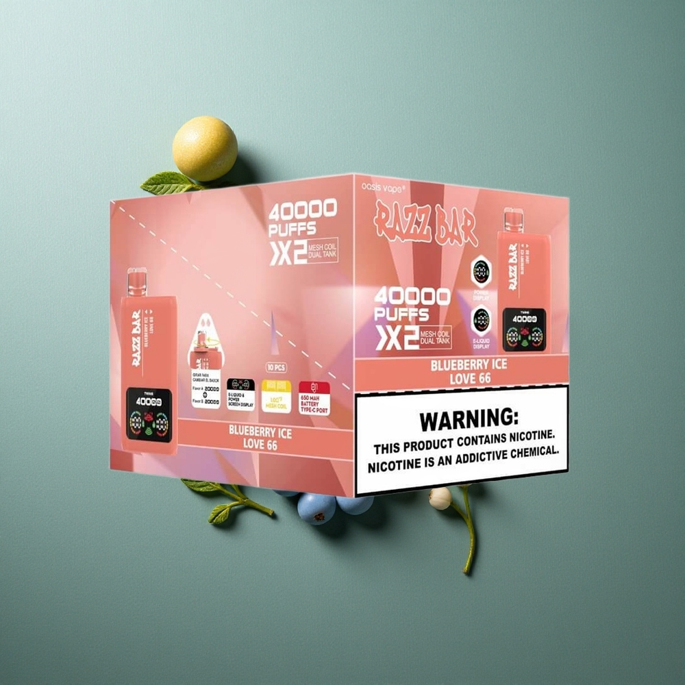Blueberry Ice Razz Bar 40000 Puffs Disposable Vape UK Vape Wholesale Power Screen Display