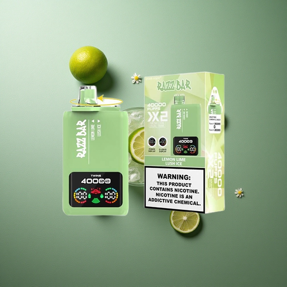 Lemon Lime_Lush Ice Razz Bar 40000 Puffs UK vape wholesale Power Screen Display