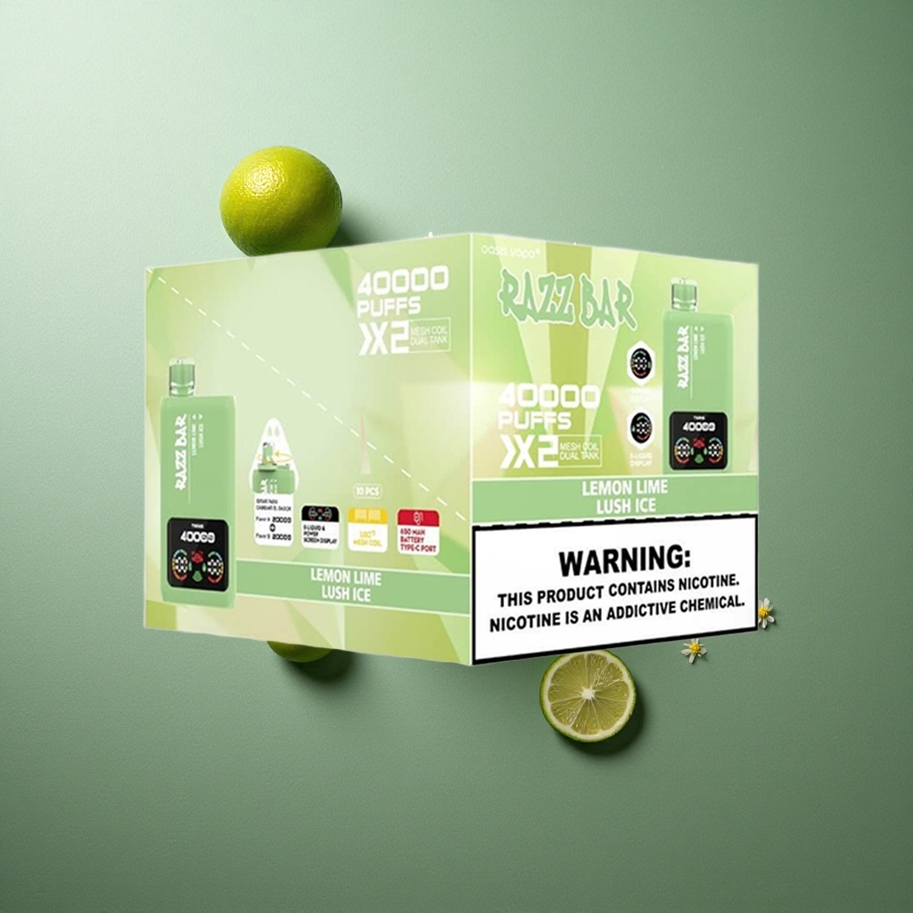 Lemon Lime_Lush Ice Razz Bar 40000 Puffs UK vape wholesale Power Screen Display