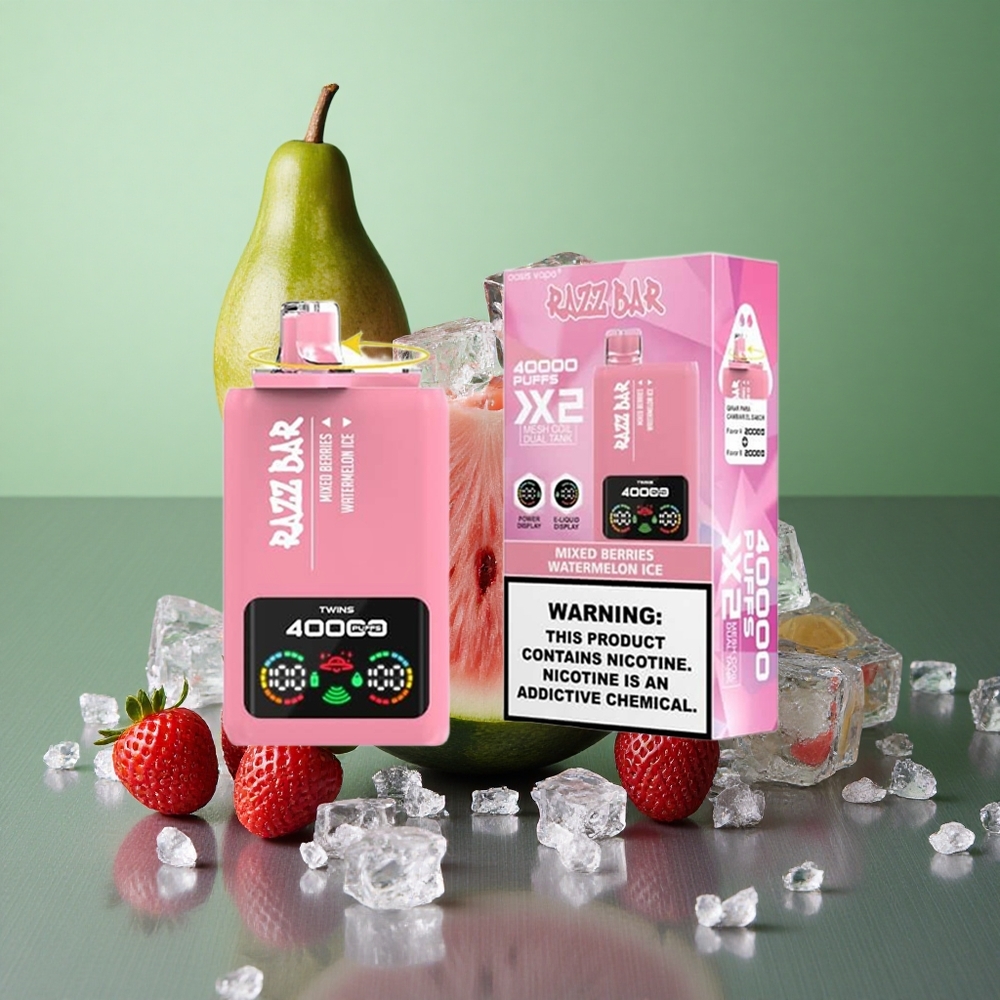 Mixed Berries Watermelon Ice Razz Bar 40000 Puffs UK Vape Wholesale Power Screen Display Type-C Port