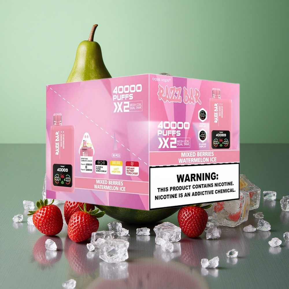 Mixed Berries Watermelon Ice Razz Bar 40000 Puffs UK Vape Wholesale Power Screen Display Type-C Port
