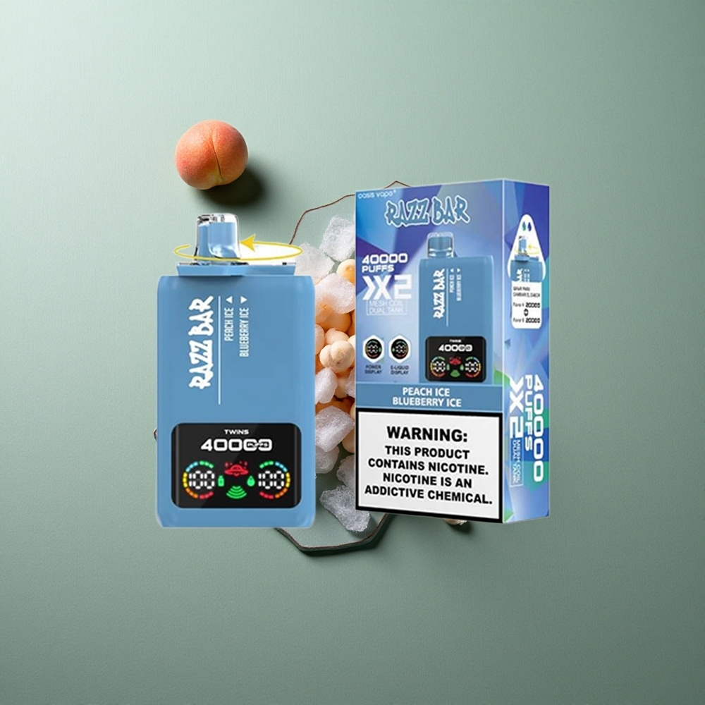 Peach Ice Blueberry Ice Razz Bar 40000 Puffs UK Vape Wholesale with Power Screen Display