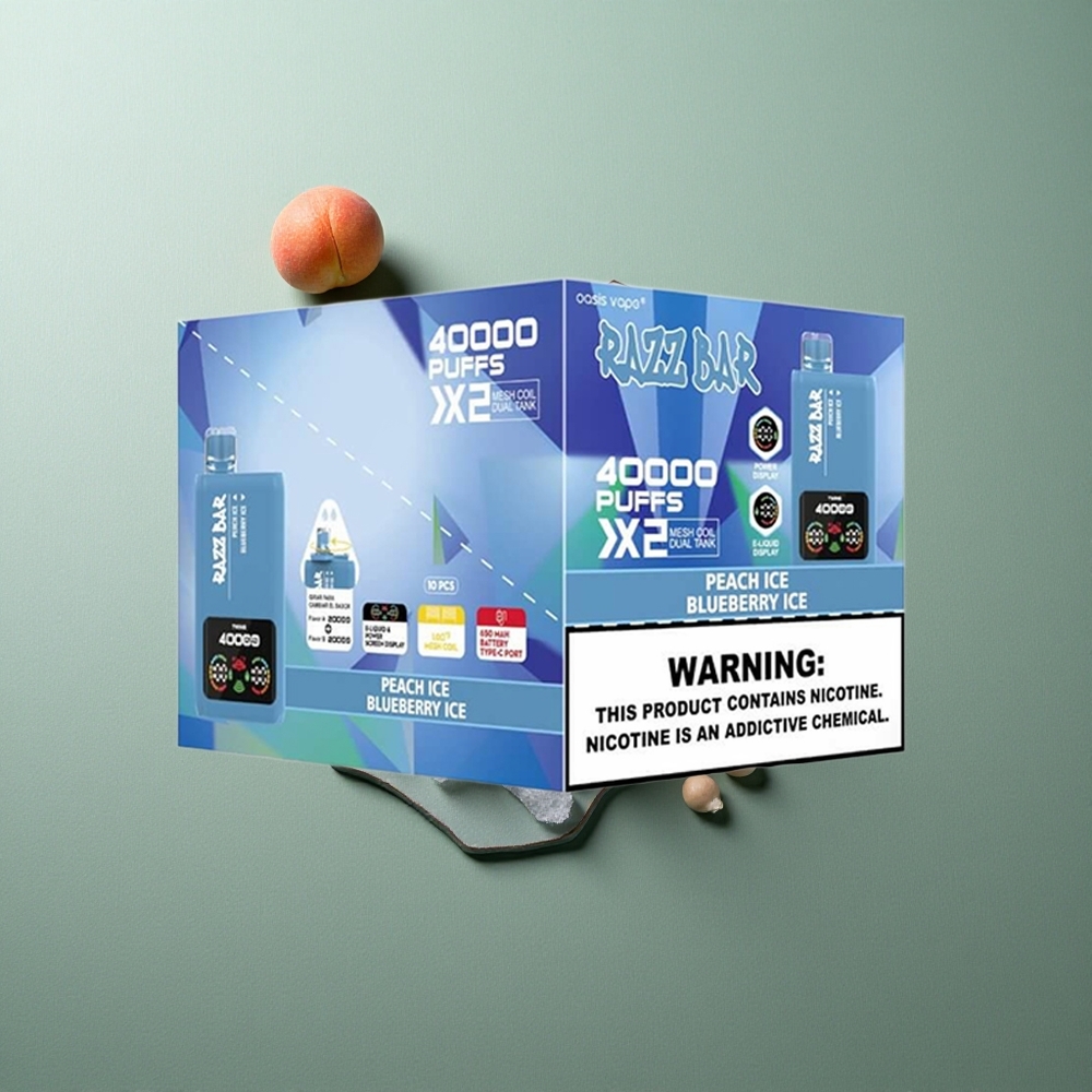 Peach Ice Blueberry Ice Razz Bar 40000 Puffs UK Vape Wholesale with Power Screen Display