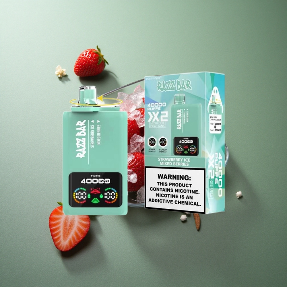 Strawberry Ice Mixed Berries Razz Bar 40000 Puffs UK Vape Wholesale Power Screen Display