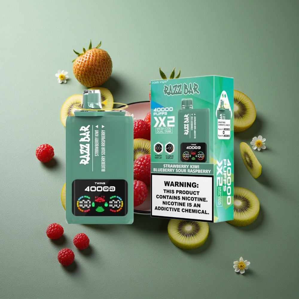 Strawberry Kiwi Blueberry Sour Raspberry Razz Bar 40000 Puffs UK vape wholesale Power Screen Display