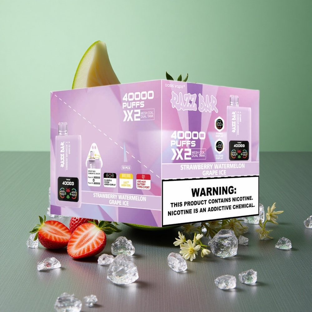 Strawberry Watermelon Grape Ice Razz Bar 40000 Puffs UK Vape Wholesale Power Screen Display