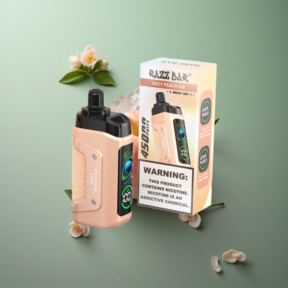 Juicy Peach Ice Razz Bar 45000 Puffs UK Vape Wholesale Adjustable Airflow