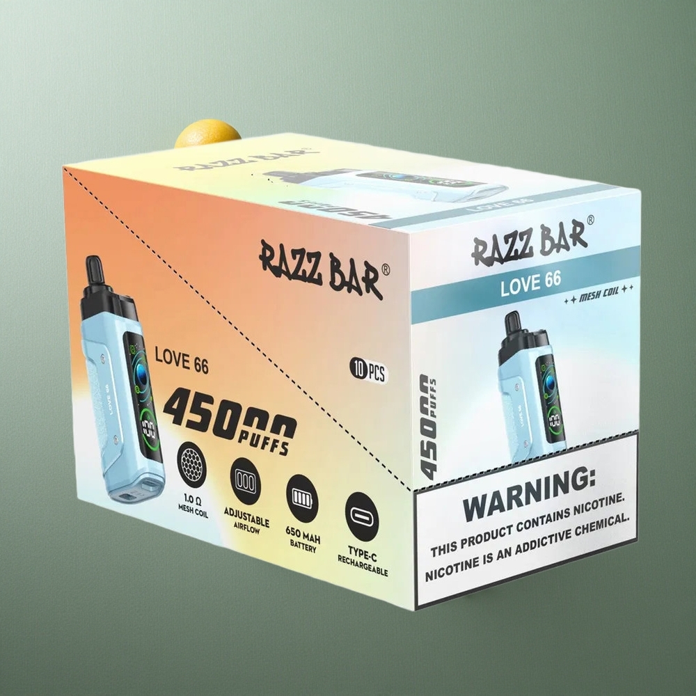 Love 66 Razz Bar 45000 Puffs Disposable Vape Adjustable Airflow UK Vape Wholesale