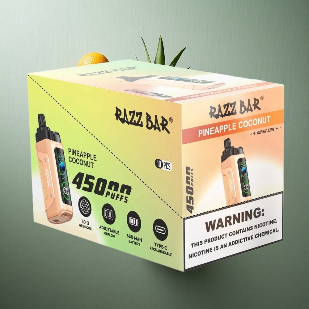 Pineapple Coconut Razz Bar 45000 Puffs Disposable Vape UK Vape Wholesale Adjustable Airflow