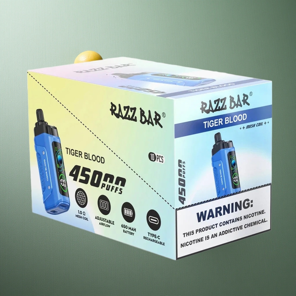 Tiger Blood & Razz Bar 45000 Puffs Adjustable Airflow Disposable Vape UK Vape Wholesale